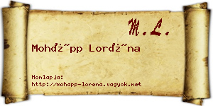 Mohápp Loréna névjegykártya